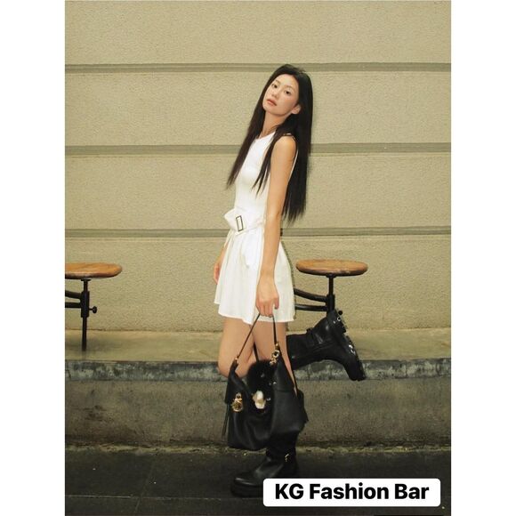 ZARA NWT COMBINATION TWILL BELTED DRESS - Picture 4 of 12